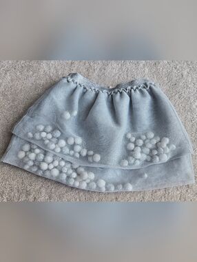 Cat & Jack Light Blue Tiered Skirt with Pom Poms